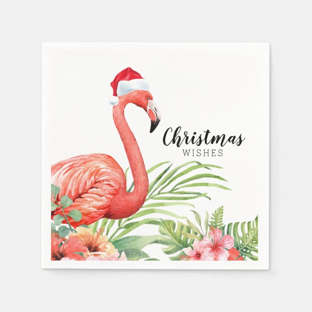 Christmas Flamingo | Christmas Wishes | Paper Napkins (Front)