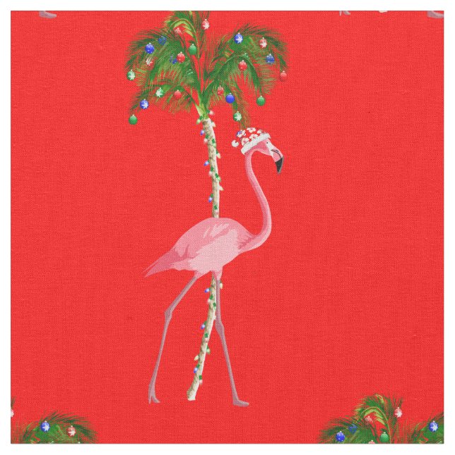 Christmas Flamingo Fabric (Close Up)