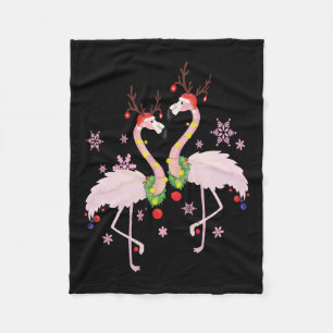 Christmas Flamingo Fleece Blanket