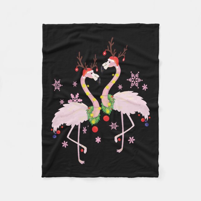 Christmas Flamingo   Fleece Blanket (Front)