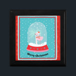 Christmas Flamingo Gift Box<br><div class="desc">Christmas Flamingo gift box with the bird in a Snow Globe,  and a light turquoise green snowy background.  Great for small items,  like jewelry.  Thanks to the Hungryjpeg for some of the elements in the design.</div>