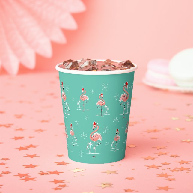 Christmas Flamingo Group Paper Cups (Insitu)