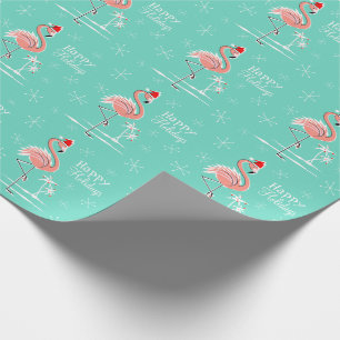 Christmas Flamingo Happy Holidays wrapping paper