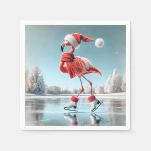 Christmas Flamingo Ice Skating Napkins