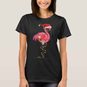 Christmas Flamingo In Martini Gl For Trocal Holida T-Shirt