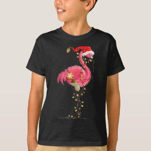 Christmas Flamingo In Martini Gl For Trocal Holida T-Shirt