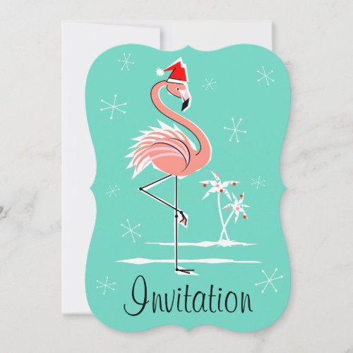 Christmas Flamingo invitation bracket vertical Invitation