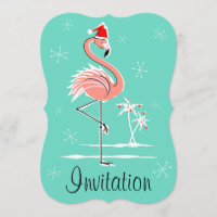 Christmas Flamingo 'invitation' bracket vertical Invitation