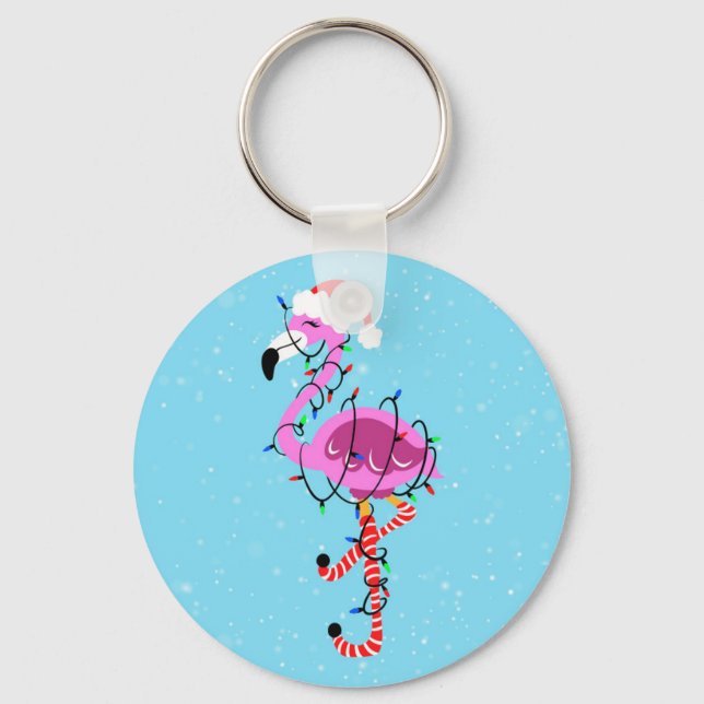 Christmas Flamingo Keychain (Front)
