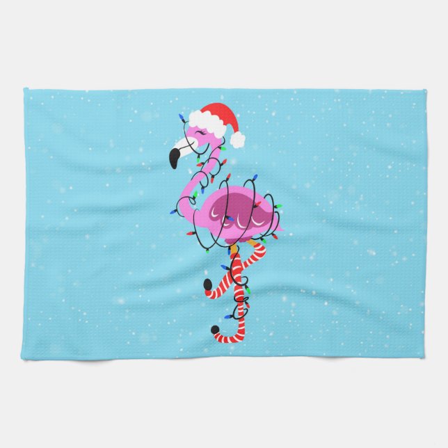 Christmas Flamingo Kitchen Towel (Horizontal)