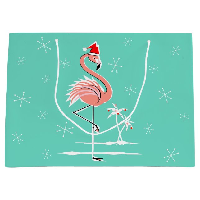 Christmas Flamingo large gift bag (Front)