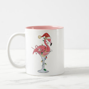 Christmas Flamingo Lights Xmas Tropical Animal  Two-Tone Coffee Mug