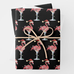 Christmas Flamingo Lights Xmas Tropical Animal  Wrapping Paper Sheets