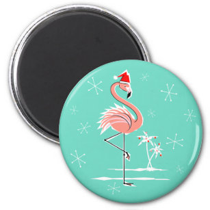 Christmas Flamingo magnet round