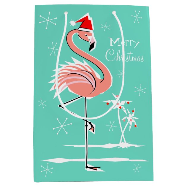 Christmas Flamingo Merry Christmas gift bag medium Zazzle