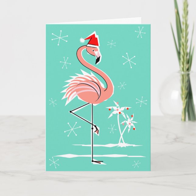 Christmas Flamingo Merry Christmas greetings card (Front)