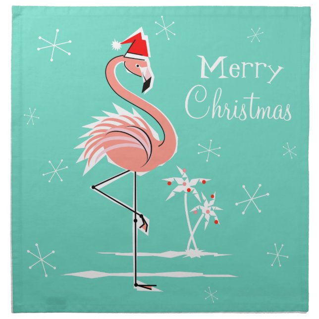 Christmas Flamingo Merry Christmas napkin set (Front)