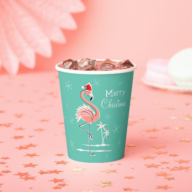 Christmas Flamingo Merry Christmas Paper Cups (Insitu)