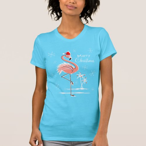 Christmas Flamingo Merry Christmas t_shirt womens