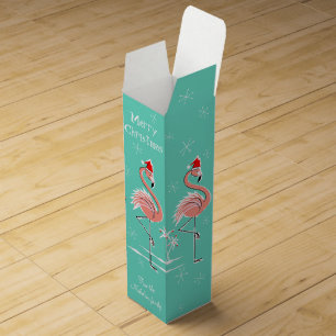 Christmas Flamingo Merry Christmas text Wine Gift Box