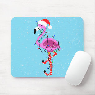 Christmas Flamingo Mouse Pad