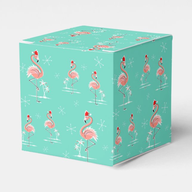 Christmas Flamingo Multi classic Favor Boxes (Front Side)