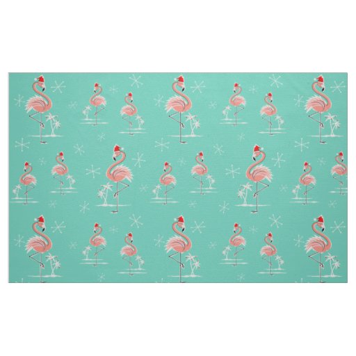 Christmas Flamingo Multi large pattern fabric