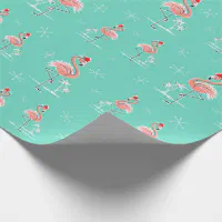 Fa La La Flamingo Xmas Wrapping Paper , Santa Flamingo Christmas Wrapping  Paper, Flamingo Xmas Gift Wrapping Paper Green 