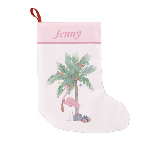 Christmas Flamingo Name  Small Christmas Stocking