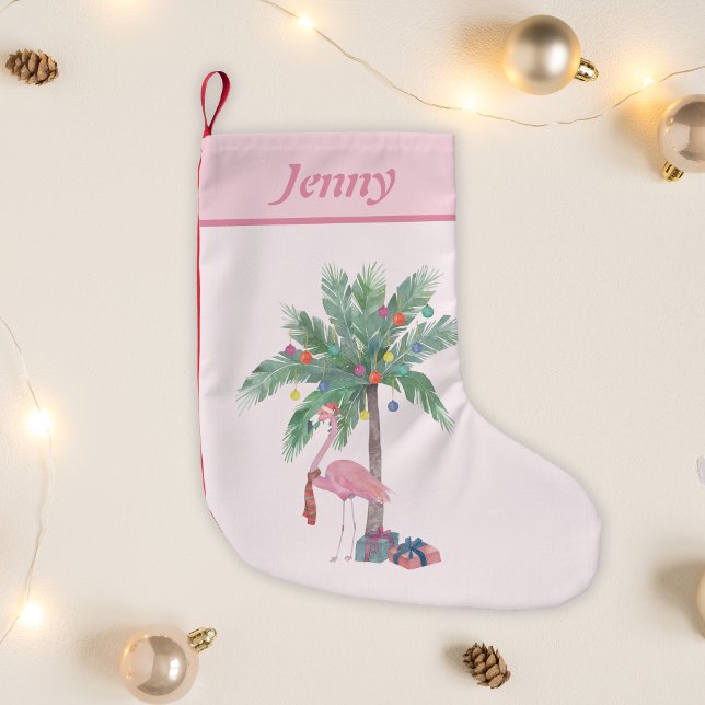 Christmas Flamingo Name  Small Christmas Stocking (Creator Uploaded)