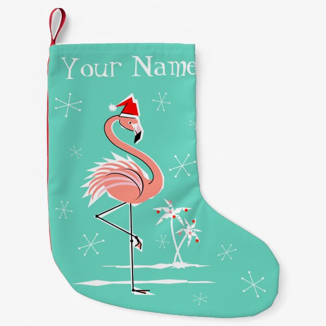 Christmas Flamingo Name stocking one sided (Front)
