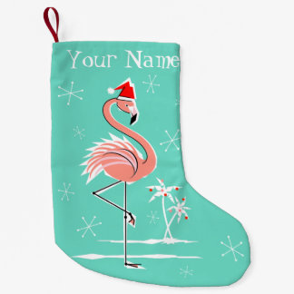 Christmas Flamingo Name stocking two sided