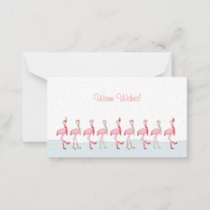Christmas flamingo note card