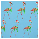 Christmas Flamingo on the Beach Fabric