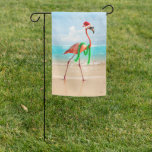 Christmas Flamingo on the Beach Garden Flag