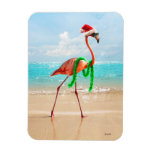 Christmas Flamingo on the Beach Magnet