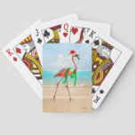 Christmas Flamingo on the Beach Poker Cards