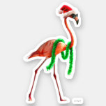 Christmas Flamingo on the Beach Sticker