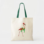 Christmas Flamingo on the Beach Tote Bag