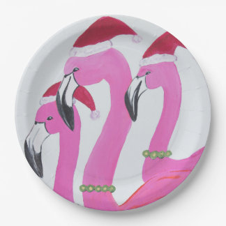 Christmas Flamingo Paper Plates