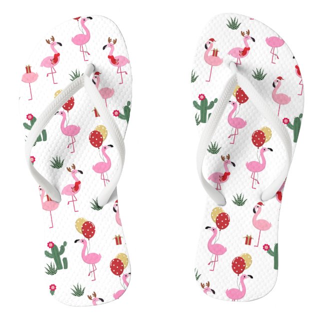 Christmas Flamingo Party | Holidays Flip Flops (Footbed)