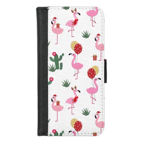 Christmas Flamingo Party  Holidays iPhone 87 Wallet Case