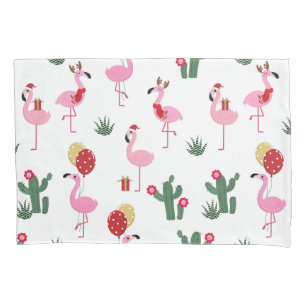 Christmas Flamingo Party Holidays Pillow Case