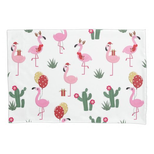 Christmas Flamingo Party  Holidays Pillow Case