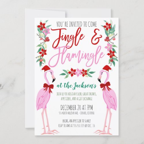 Christmas Flamingo Party Invitation
