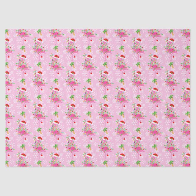 Christmas Flamingo Pattern Pink Tissue Paper (Front)