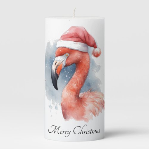Christmas Flamingo Pillar Candle