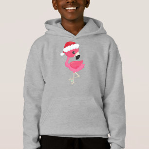 Christmas Flamingo, Pink Flamingo, Santa Hat, Bird Hoodie