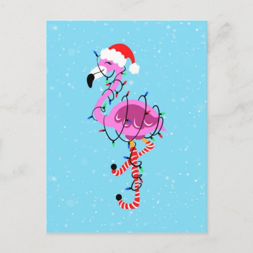 Christmas Flamingo Postcard