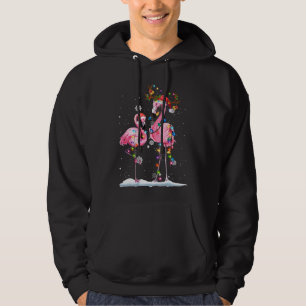 Christmas Flamingo Santa Hat Xmas Lights Flamingo  Hoodie